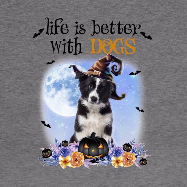 Border Collie Witch Hat Life Is Better With Dogs Halloween by Marcelo Nimtz